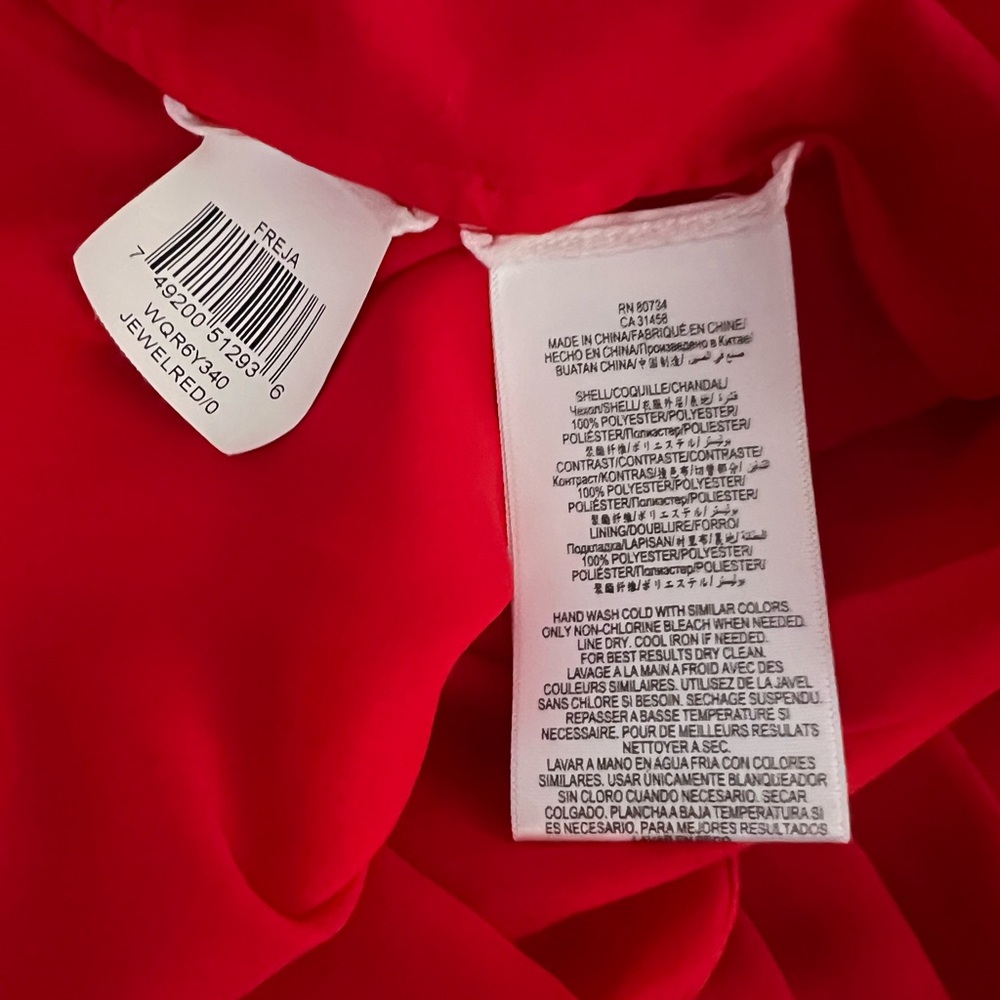 NWT BCBGMaxAzria “Freja” Red Sheer Panel Pleated Dress - Picture 11 of 11